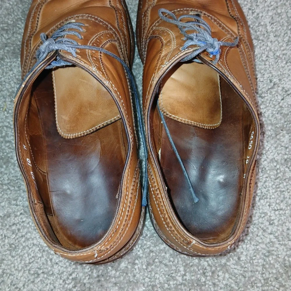 Cuoio Mens Tan Leather Wingtip Brogue Oxford Dress Shoes Made in Italy 6650 10M